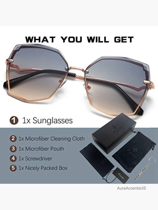 Trendy Polygon Oversized Sunglasses Metal Frame UV400 main image 5